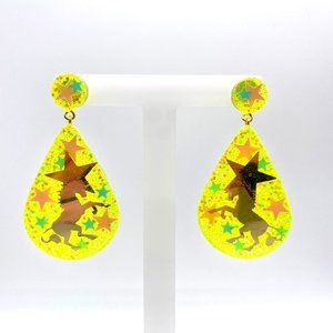 Unicorn Magic Drop Statement earrings Neon Yellow